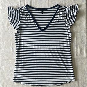 White House Black Market | V-Neck Ruffle Sleeve Top